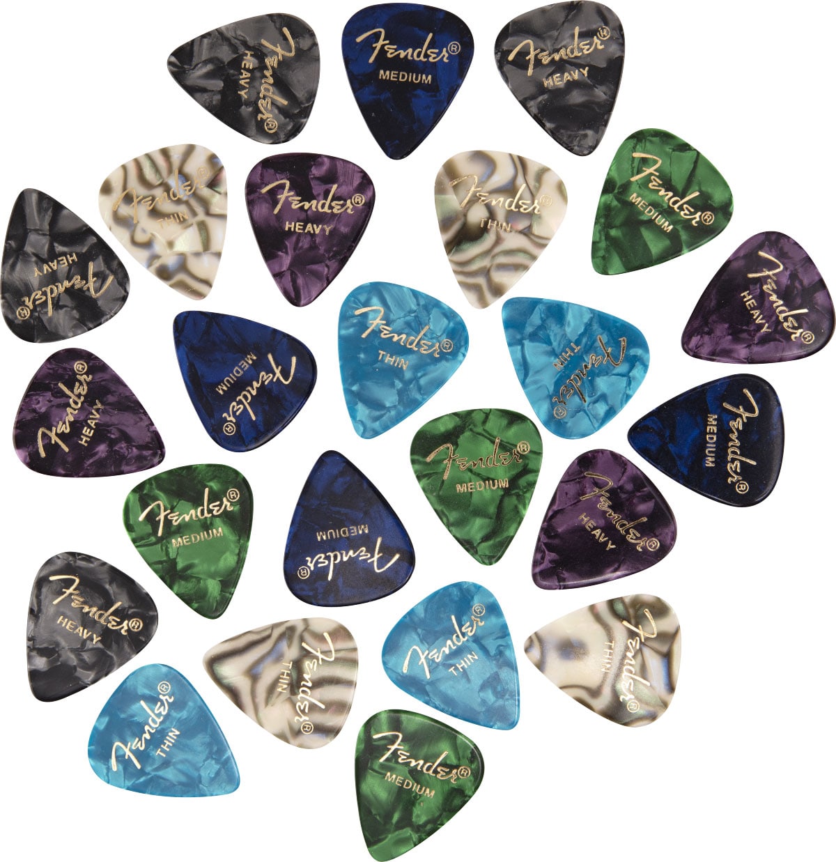 FENDER 351 SHAPE PREMIUM PICKS -24 COUNT PACK MULTI-COLOR