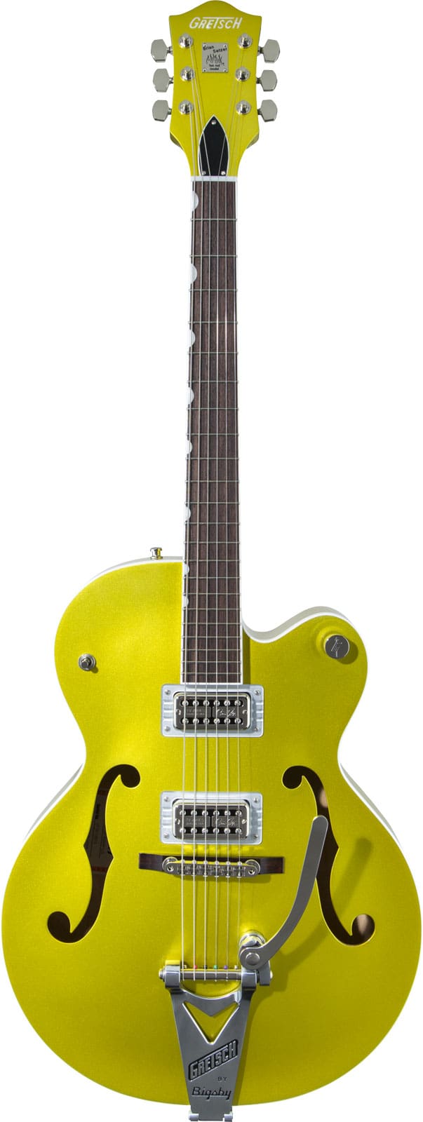 GRETSCH GUITARS G6120T-HR BRIAN SETZER SIGNATURE HOT ROD HOLLOW BODY WITH BIGSBY RW, LIME GOLD