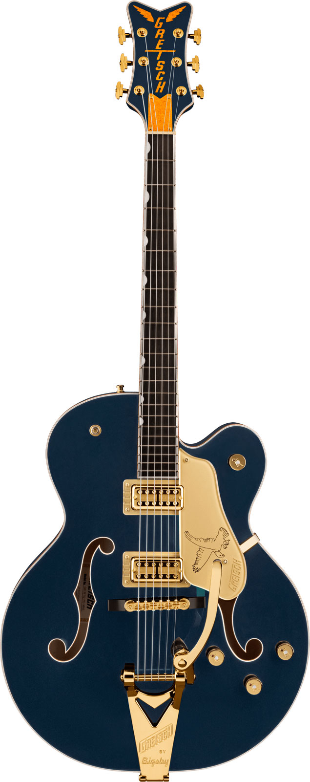 GRETSCH GUITARS G6136TG PLAYERS EDITION FALCON HOLLOW BODY WITH STRING-THRU BIGSBY AND GOLD HARDWARE EBO, MIDNIGHT S