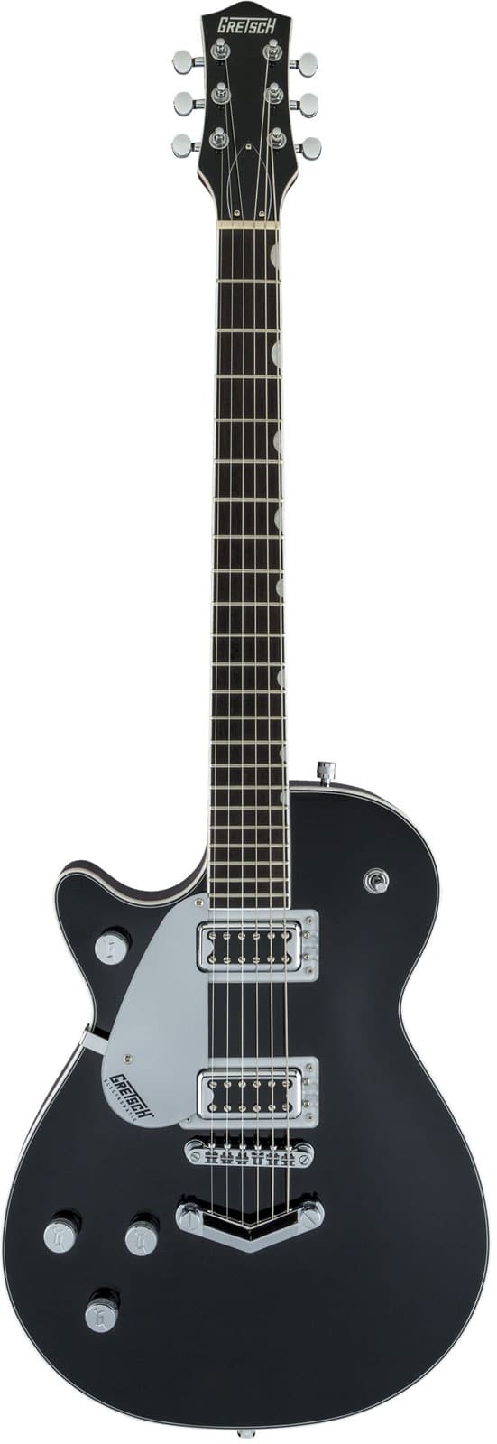 GRETSCH GUITARS G5230LH ELECTROMATIC JET FT SINGLE-CUT WITH V-STOPTAIL, LHED, BLACK WLNT, BLACK