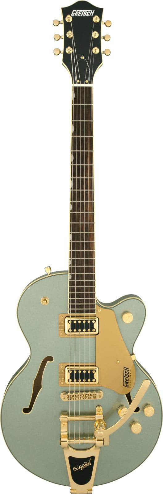 GRETSCH GUITARS G5655TG ELECTROMATIC CENTER BLOCK JR. SINGLE-CUT WITH BIGSBY AND GOLD HARDWARE LRL, ASPEN GREEN