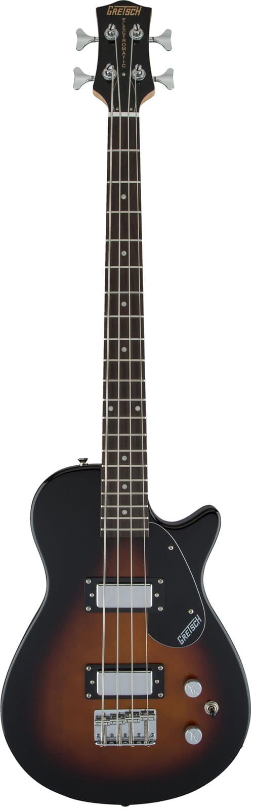 GRETSCH GUITARS G2220 ELECTROMATIC JUNIOR JET BASS II SHORT-SCALE, BLACK WLNT, TOBACCO SUNBURST