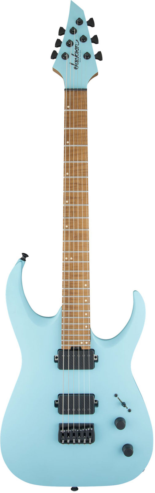 JACKSON GUITARS USA SIGNATURE MISHA MANSOOR JUGGERNAUT HT6, CARAMELIZED FLAME MN, SATIN DAPHNE BLUE