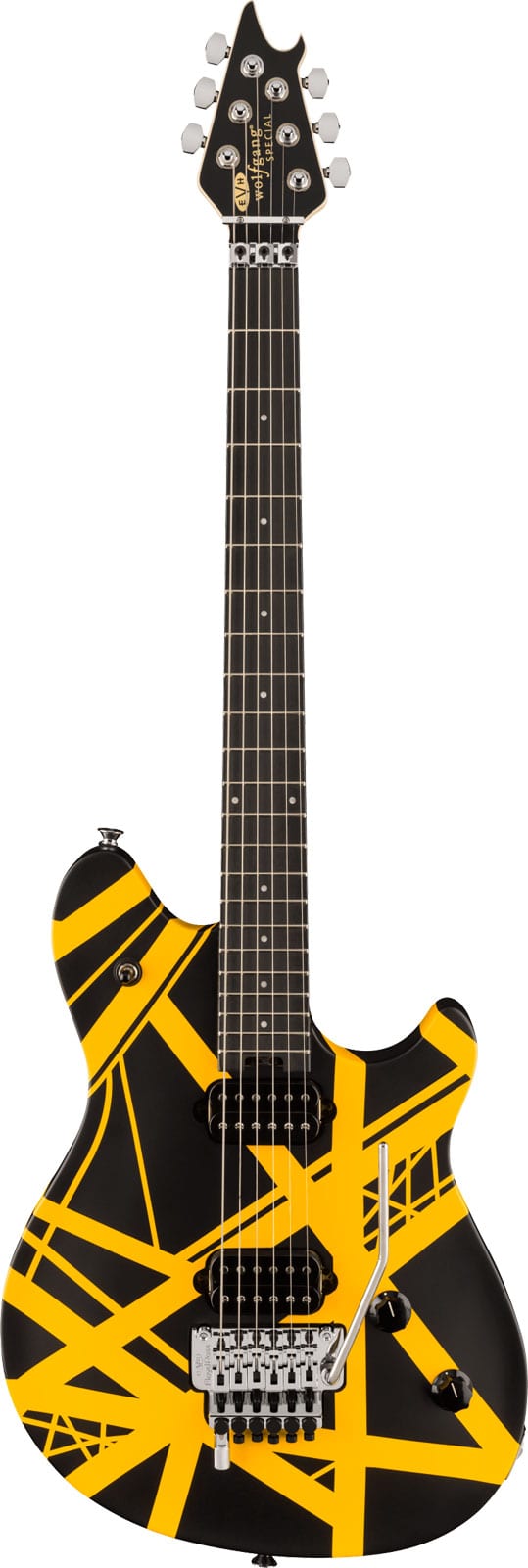 EVH WOLFGANG SPECIAL STRIPED SERIES, EBONY FINGERBOARD, BLACK AND YELLOW