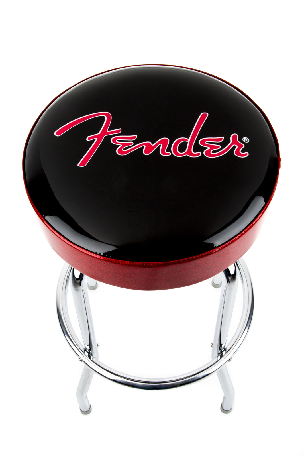 FENDER Red Sparkle Logo Barstool Black Red Sparkle-Chrome 30