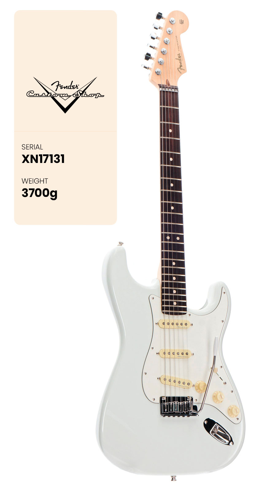 FENDER CUSTOM SHOP Stratocaster Jeff Beck NOS Olympic White Signature Artist 2025