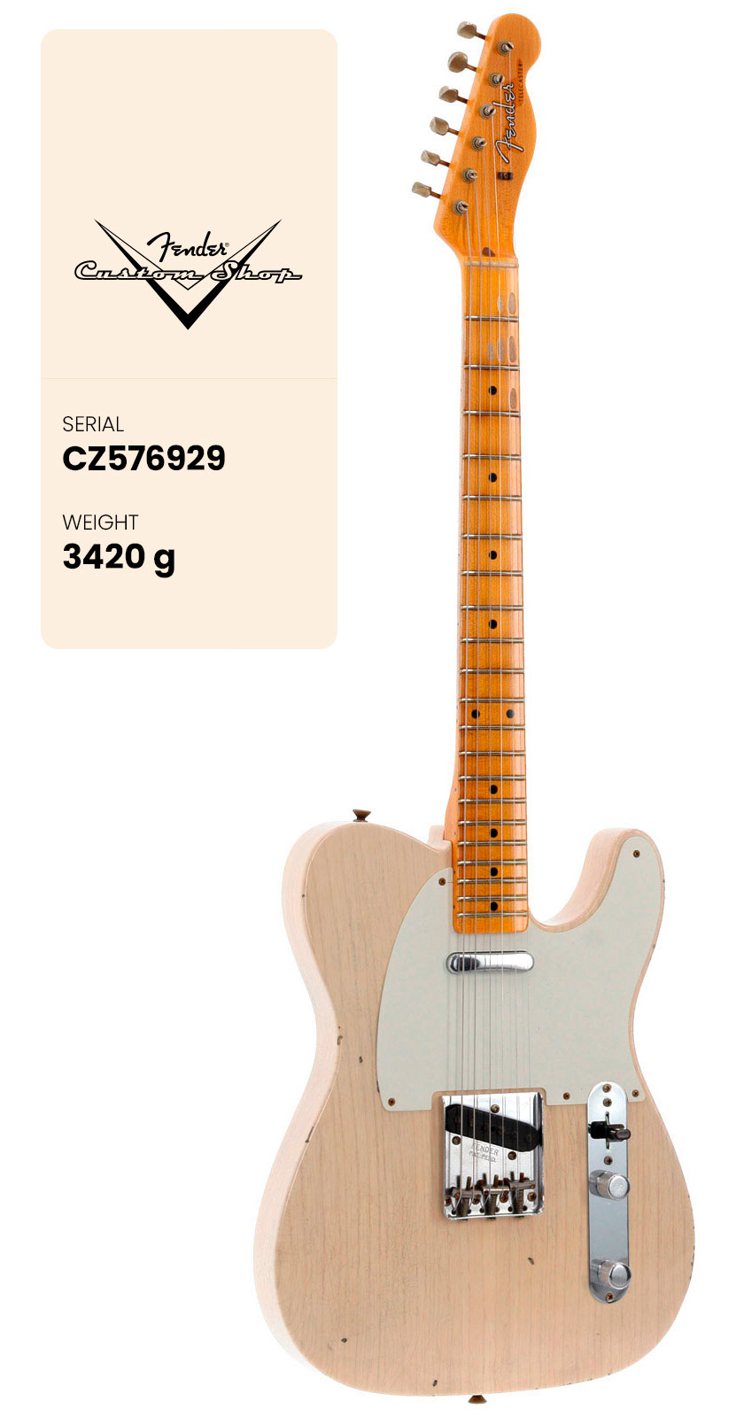 FENDER CUSTOM SHOP CS Telecaster 1957 MN Journeyman Relic Aged White Blonde #CZ576929