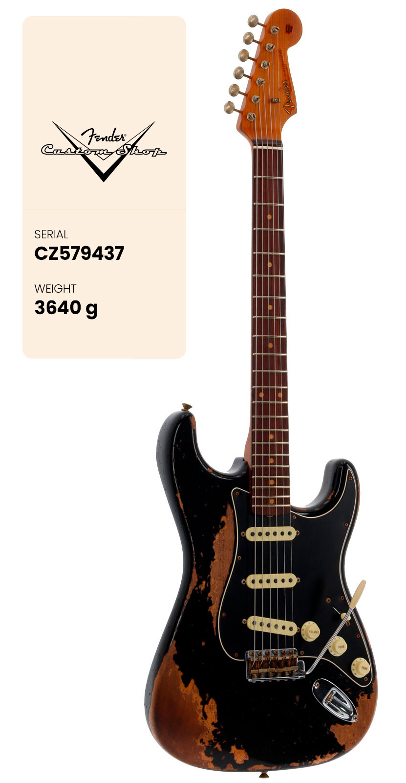CS Stratocaster LTD Super Heavy Relic 3a RW Aged Black #CZ579437