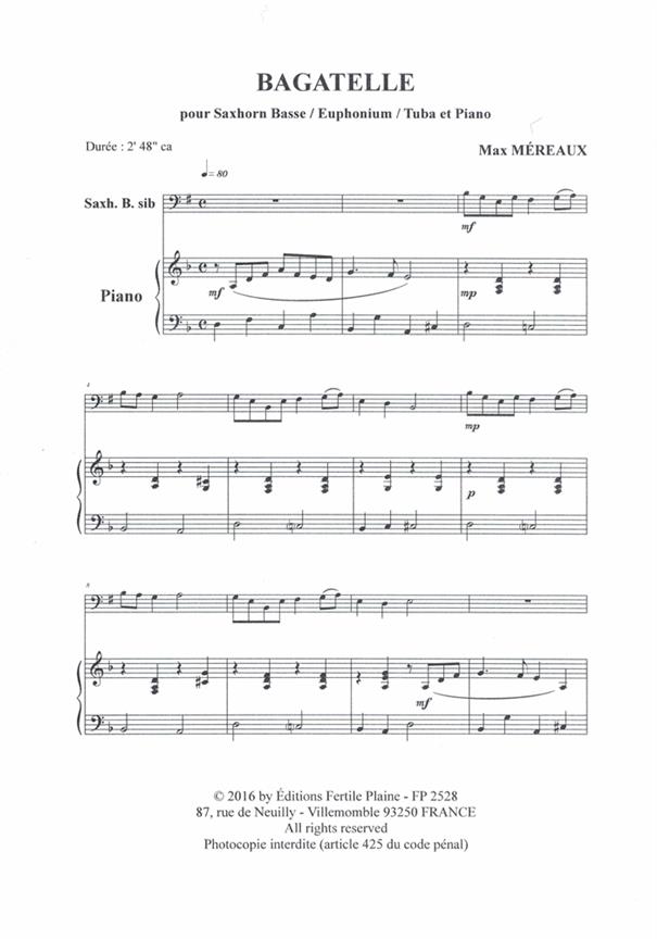 FERTILE PLAINE MEREAUX MAX - BAGATELLE - TUBA & PIANO