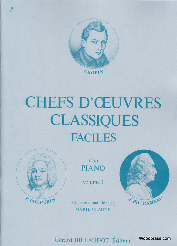 BILLAUDOT CHEFS D'OEUVRES CLASSIQUES FACILES VOL.1 - PIANO