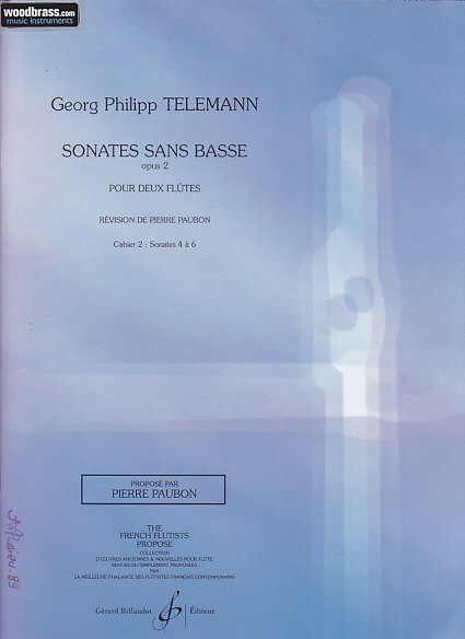 BILLAUDOT Telemann GEORG-philipp - Sonates Sans Basse Op.2 Vol.2 - Deux Flûtes