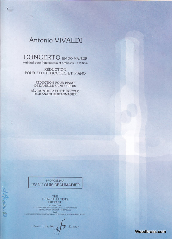 BILLAUDOT VIVALDI A. - CONCERTO EN DO MAJEUR FVI No4 - FLUTE PICCOLO ET PIANO