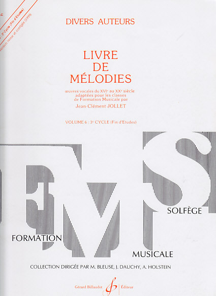 BILLAUDOT JOLLET JEAN-CLEMENT - LIVRE DE MELODIES VOL.6