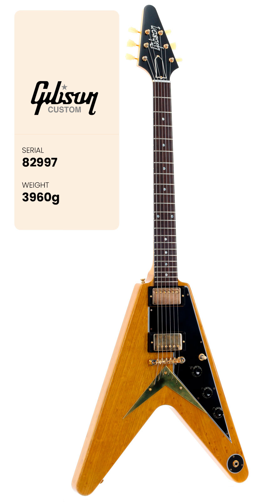 GIBSON CUSTOM Flying V Korina 1958 Black Pickguard Natural CS HRC #82997