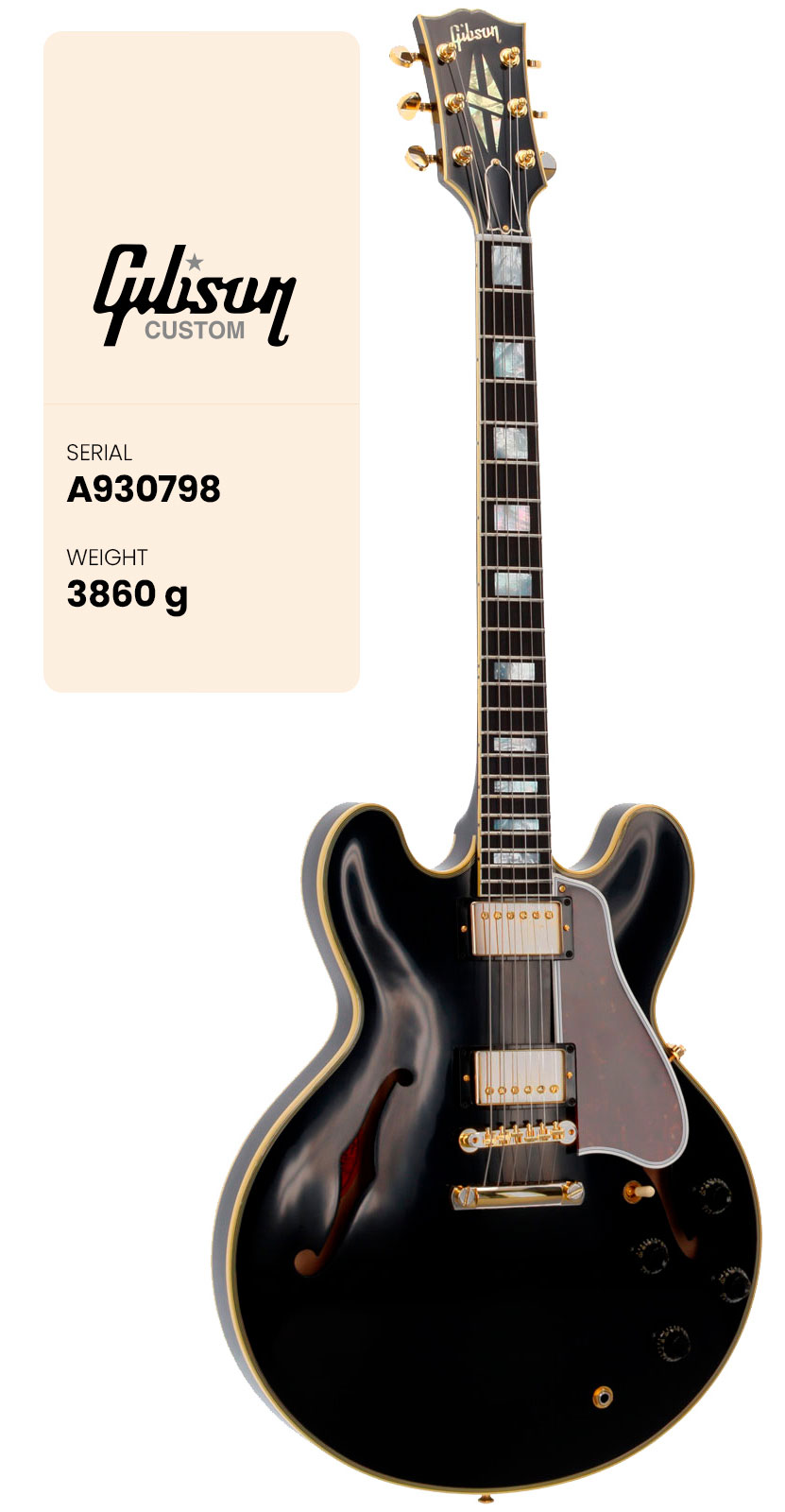 GIBSON CUSTOM ES-355 1959 Stop Bar Vos Ebony CS HRC #A930798