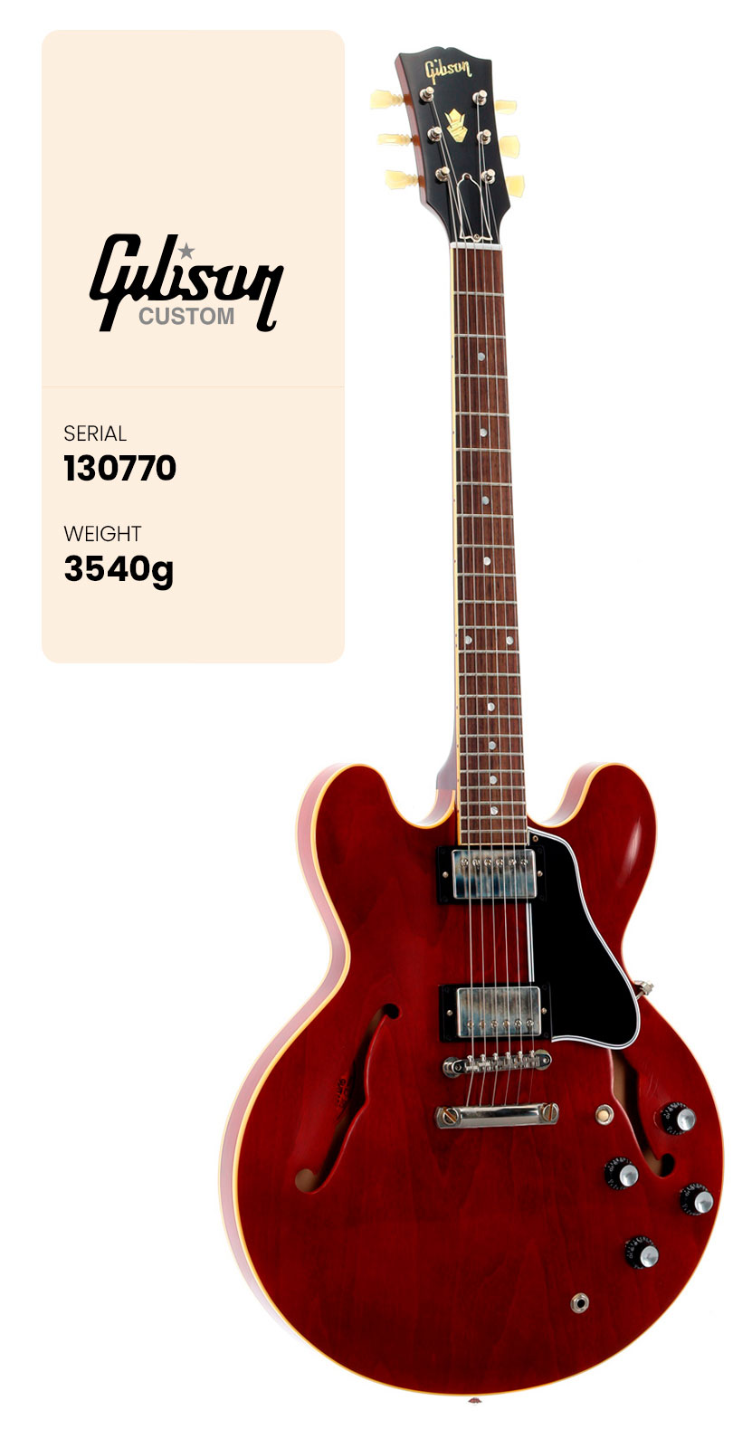 GIBSON CUSTOM ES-335 1961 Ultra Light Aged 60s Cherry CS MLC #130770