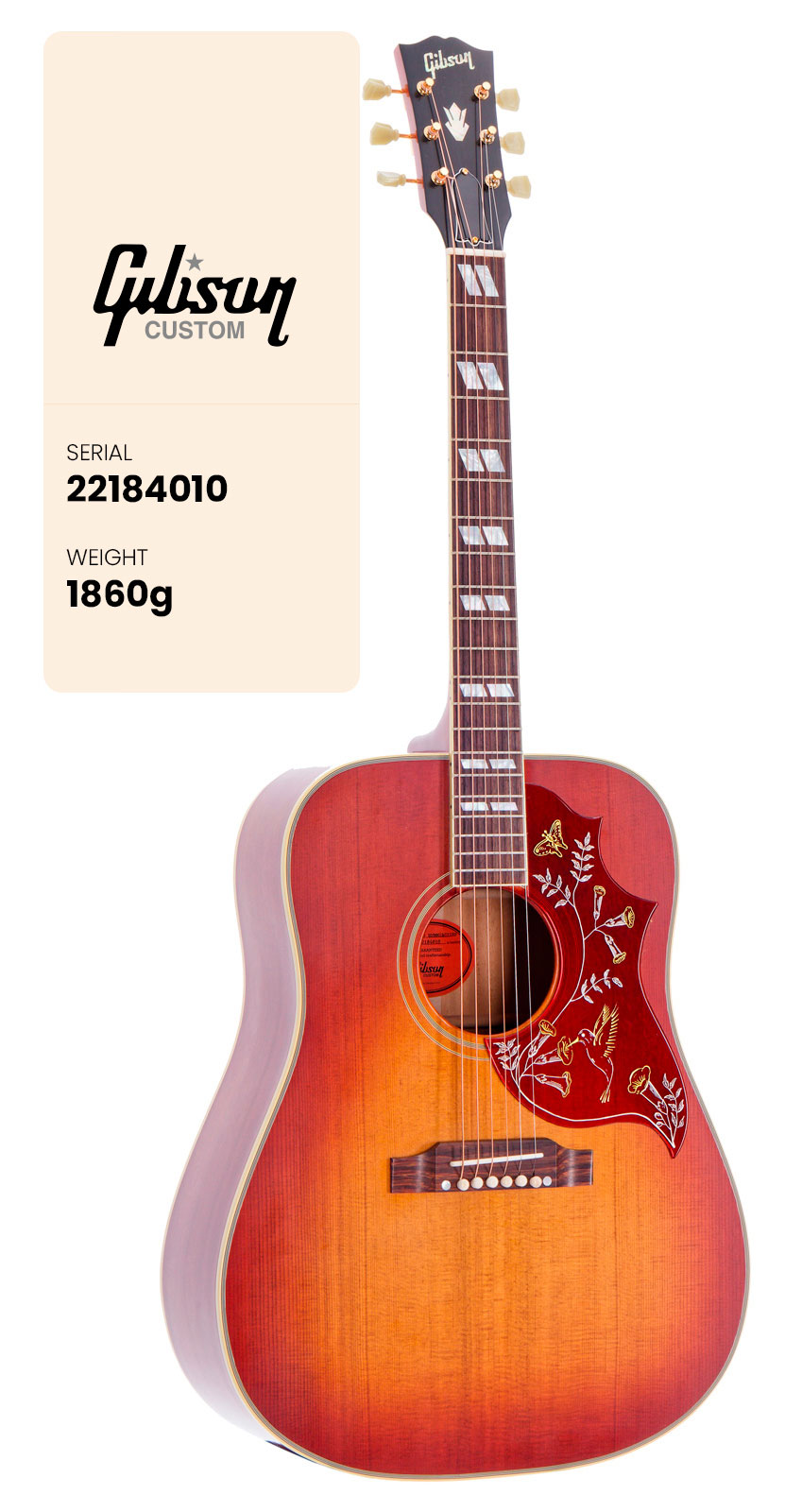 GIBSON CUSTOM Hummingbird 1960 Fixed Bridge Heritage Cherry Sunburst Cs Hrc