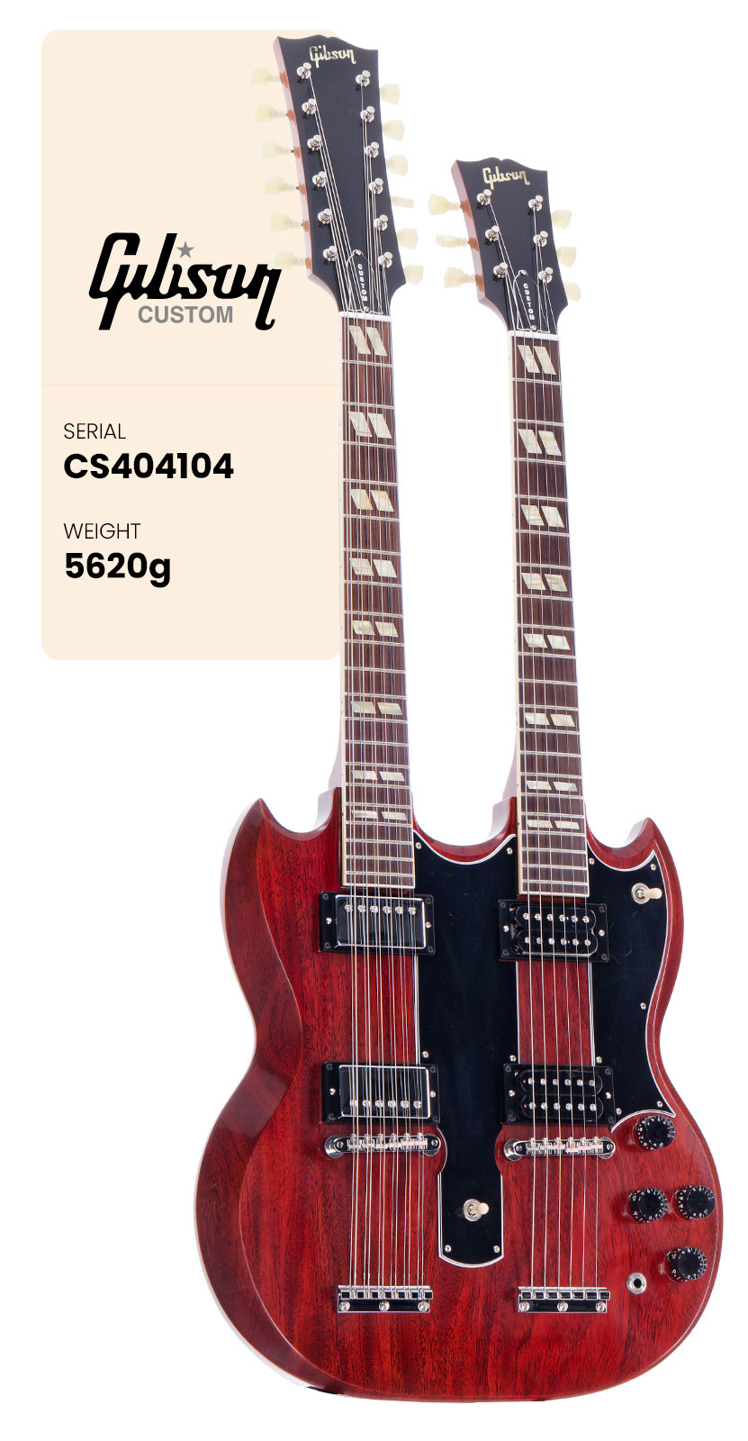 GIBSON CUSTOM Eds-1275 Signature Jimmy Page Doubleneck Vos 69 Cherry