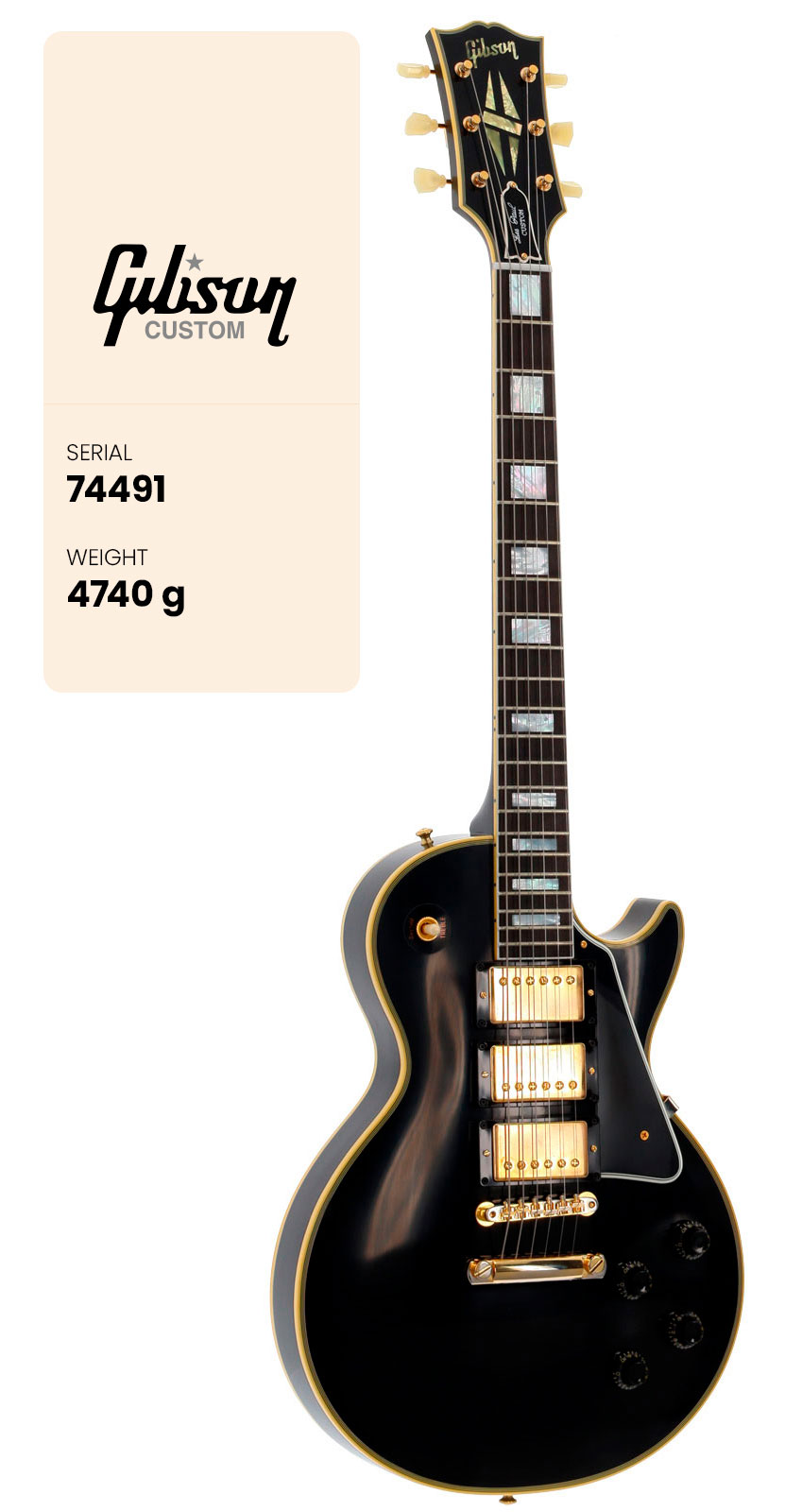 GIBSON CUSTOM Les Paul Custom 1957 3-pickup Vos Ebony CS HRC #74491