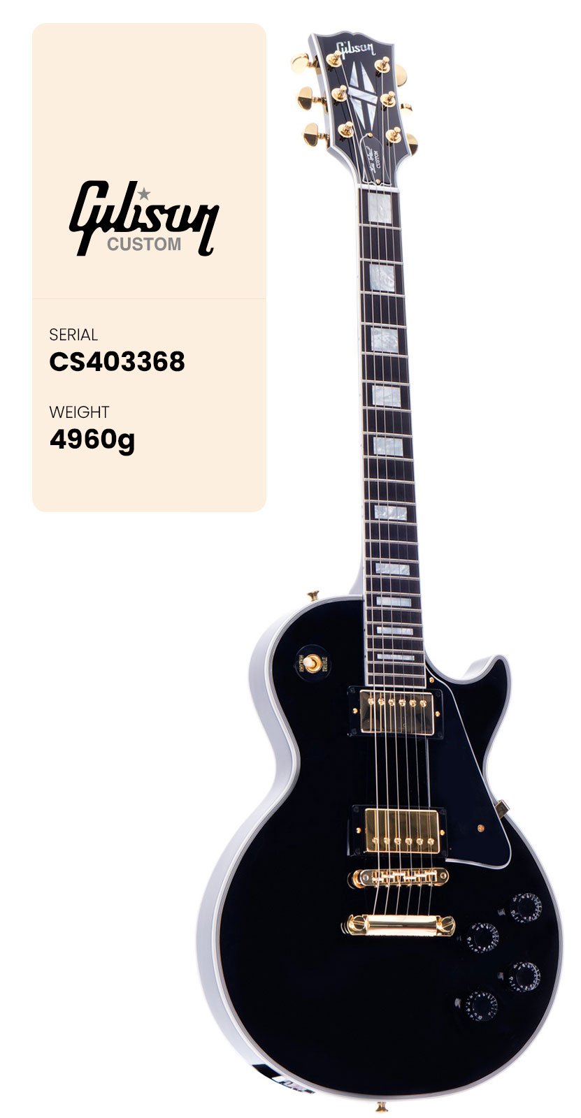 GIBSON CUSTOM Les Paul Custom Ebony Cs Mc