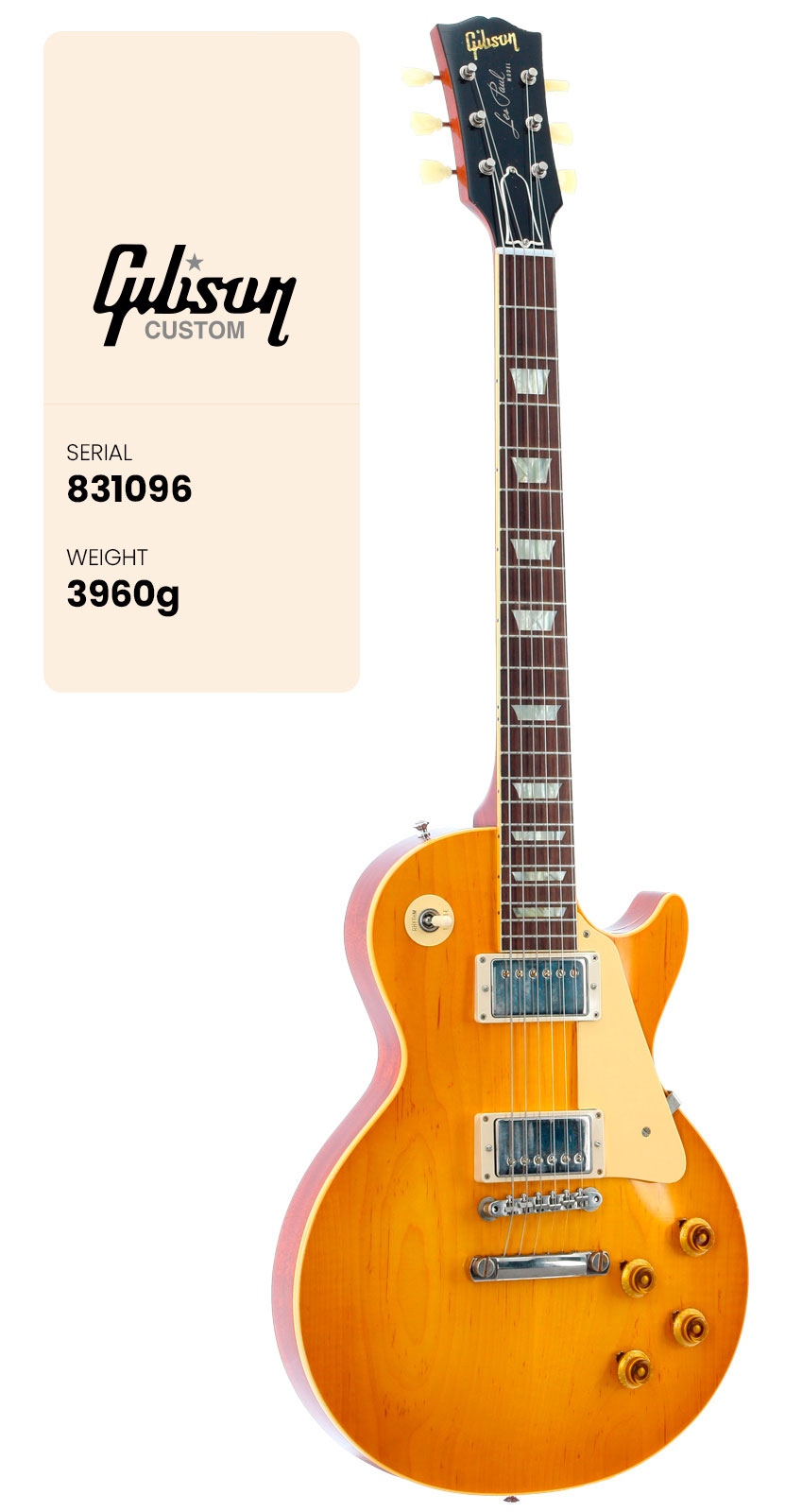 GIBSON CUSTOM Les Paul Standard 1958 Light Aged Lemon Burst CS MLC #831096