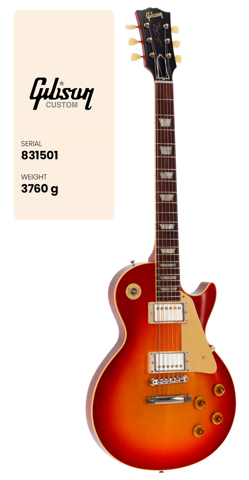 GIBSON CUSTOM Les Paul Standard 1958 Ultra Light Aged Washed Cherry Sunburst CS MLC #831501