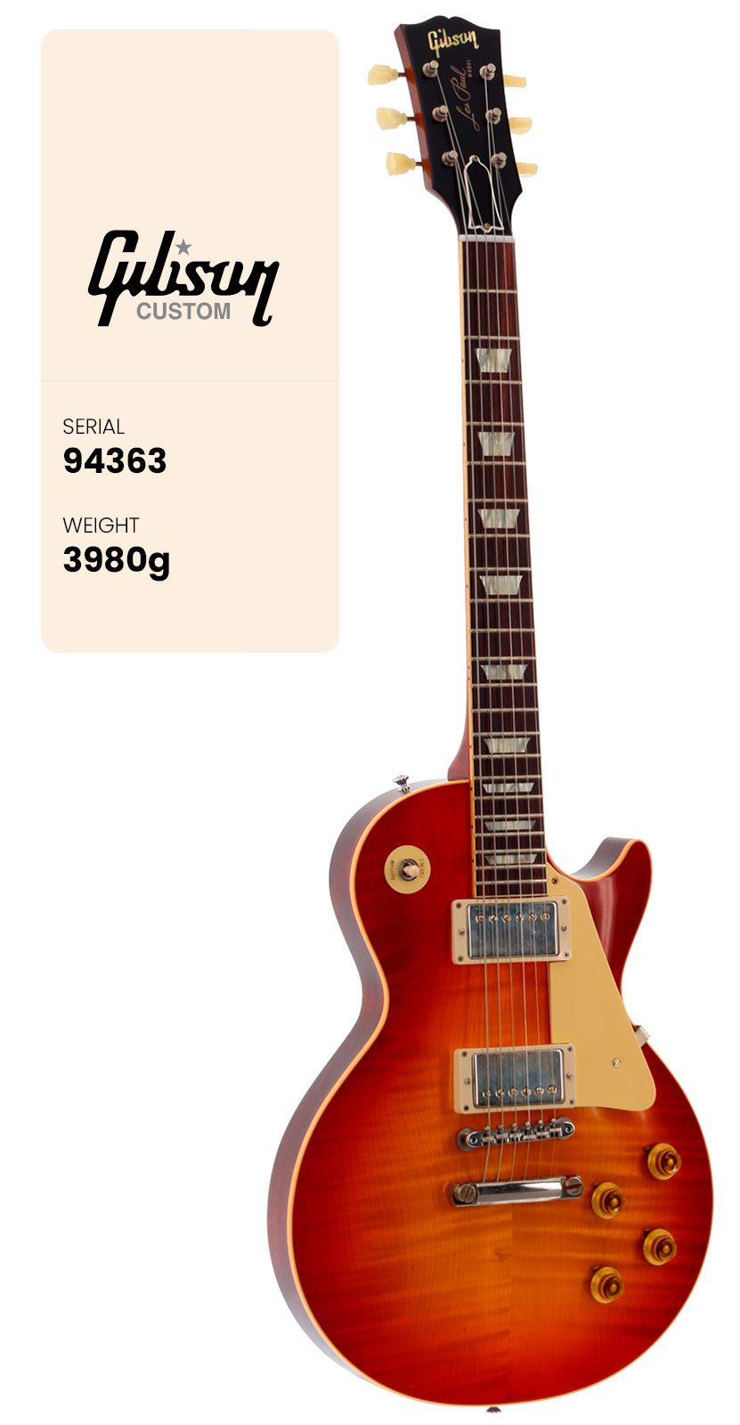GIBSON CUSTOM Les Paul Standard 1959 Vos Washed Cherry Sunburst CS HRC #94363