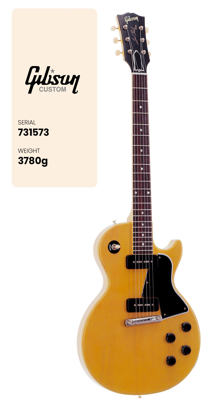 GIBSON CUSTOM Les Paul Special 1957 Ultra Light Aged TV Yellow CS MLC #731573