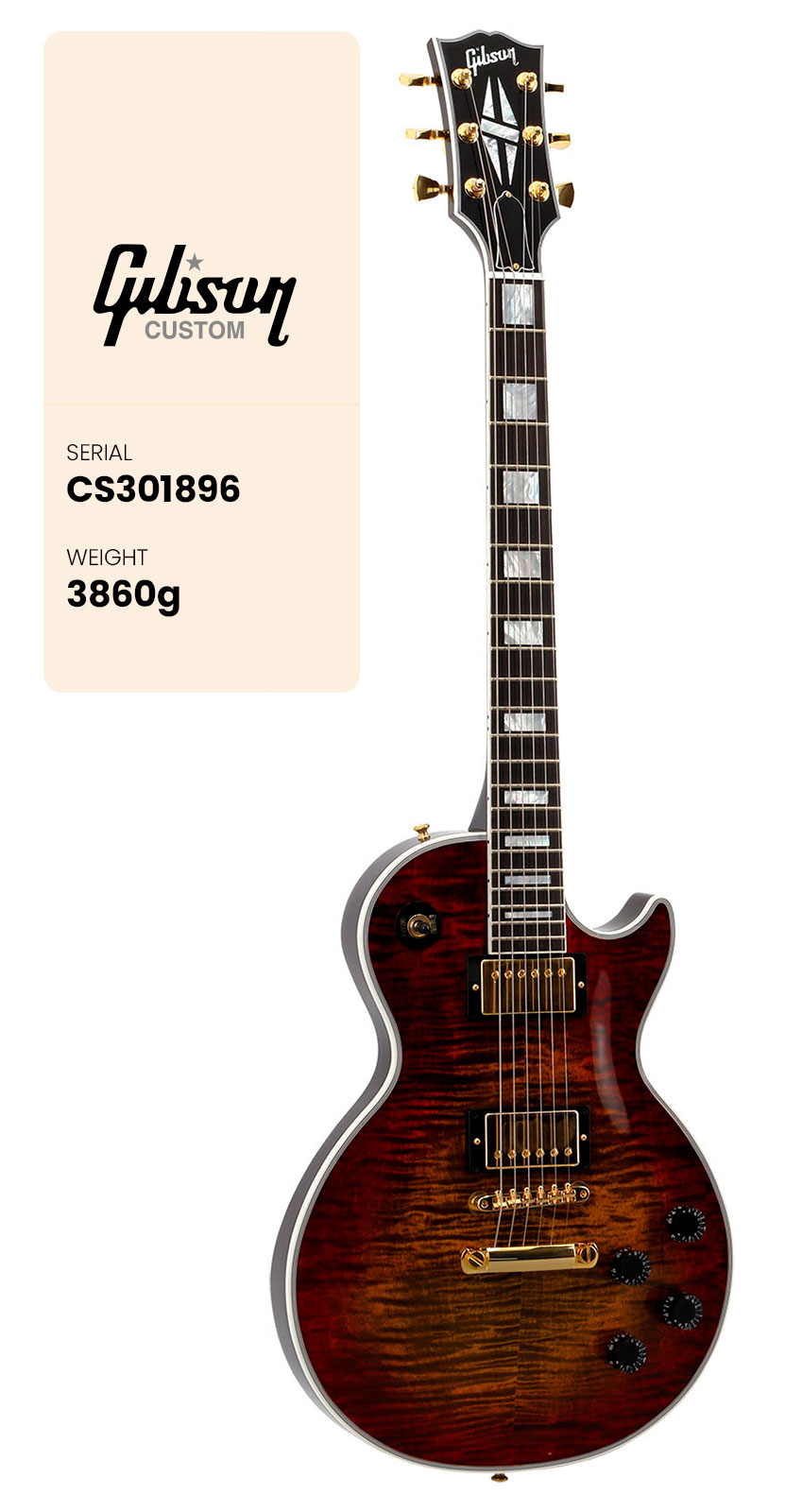 GIBSON CUSTOM Les Paul Axcess Custom Figured Top Bengal Burst CS MC #CS301896