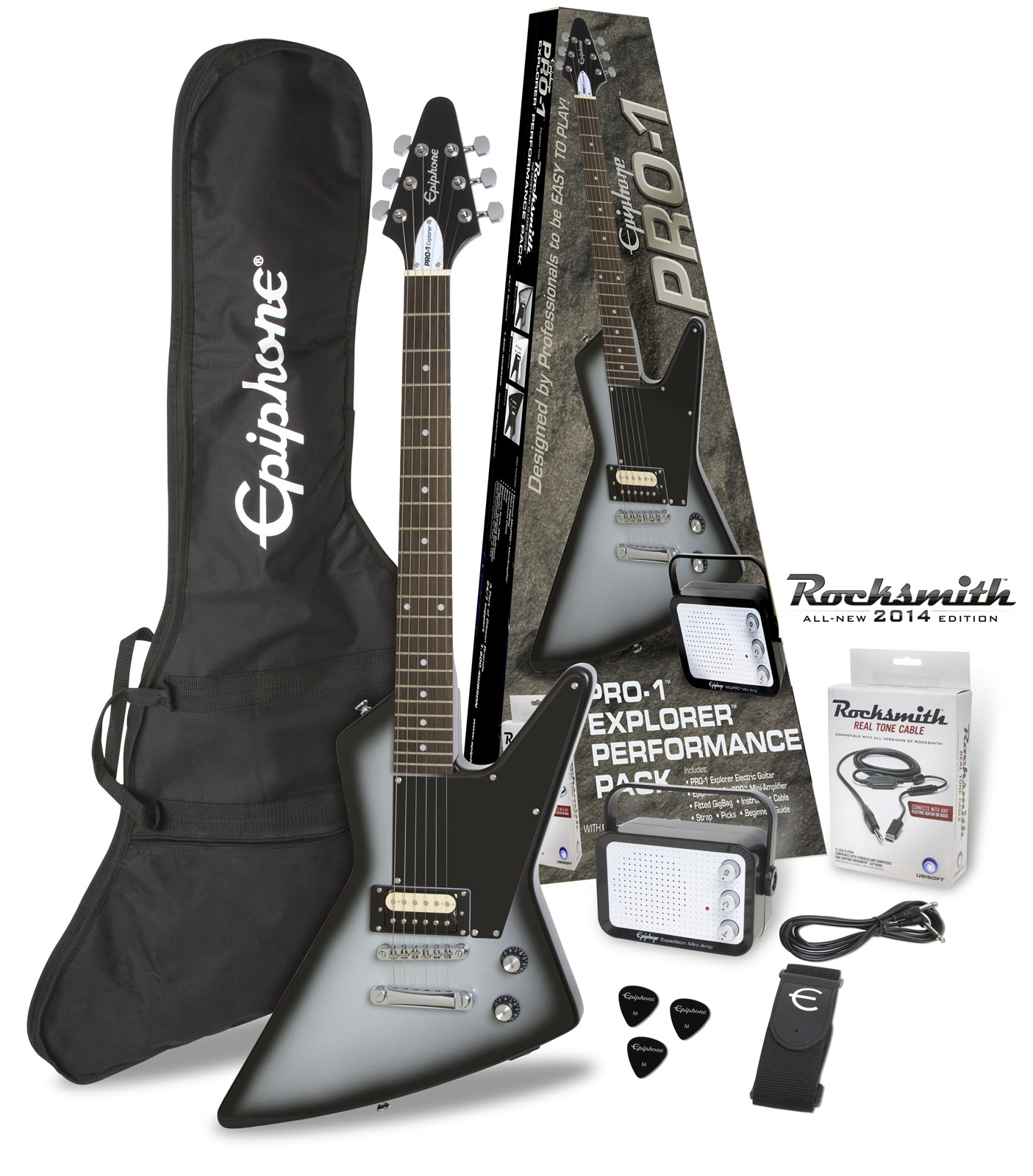 Epiphone Pro-1 Explorer Silverburst Pack (rocksmith)