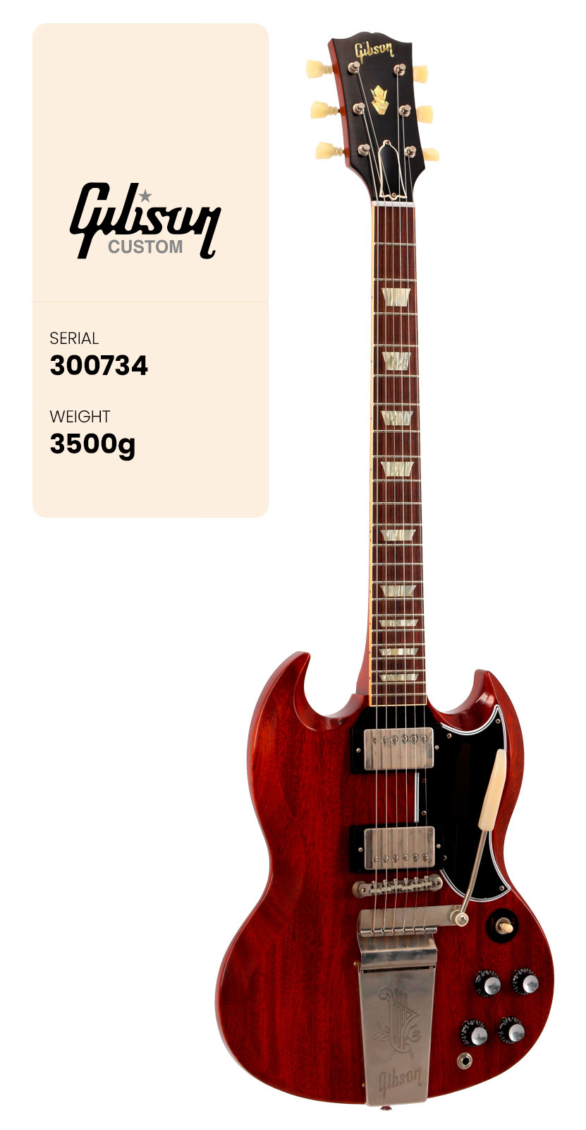 GIBSON CUSTOM SG Standard 1964 W/ Maestro Ultra Light Aged Cherry Red CS MLC #300734