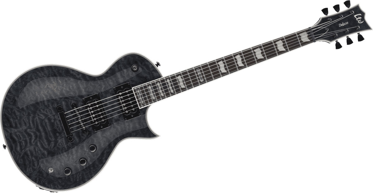 Ltd Guitars Ec Modele 1000 Deluxe Noir Transparent Onde