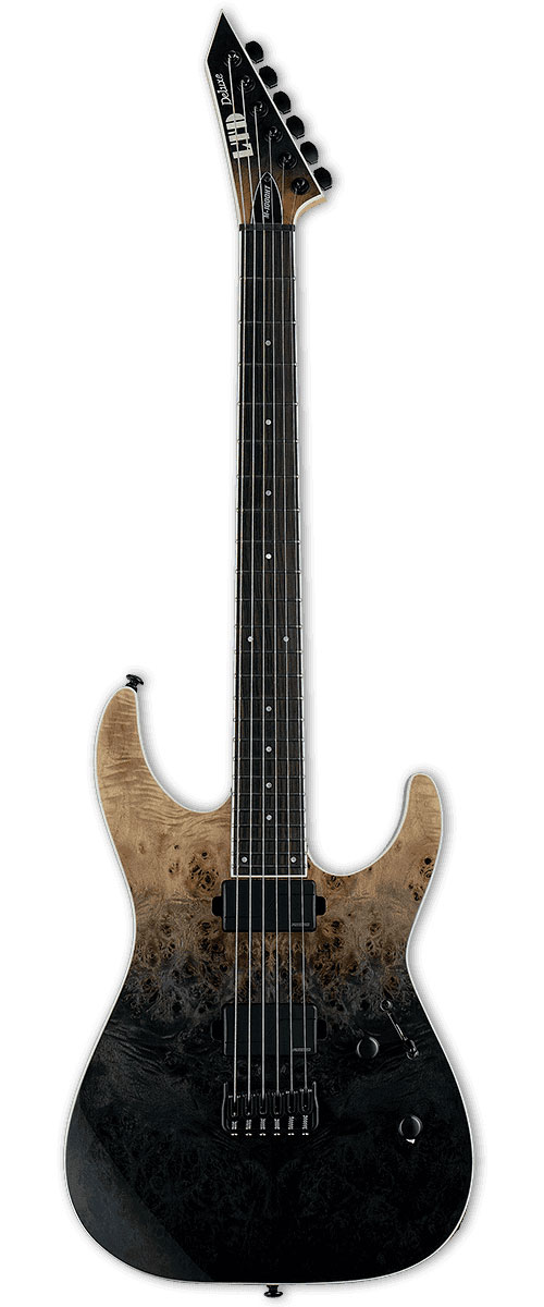 LTD GUITARS M1000 Hipshot Fluence Burled Poplar Black Fade