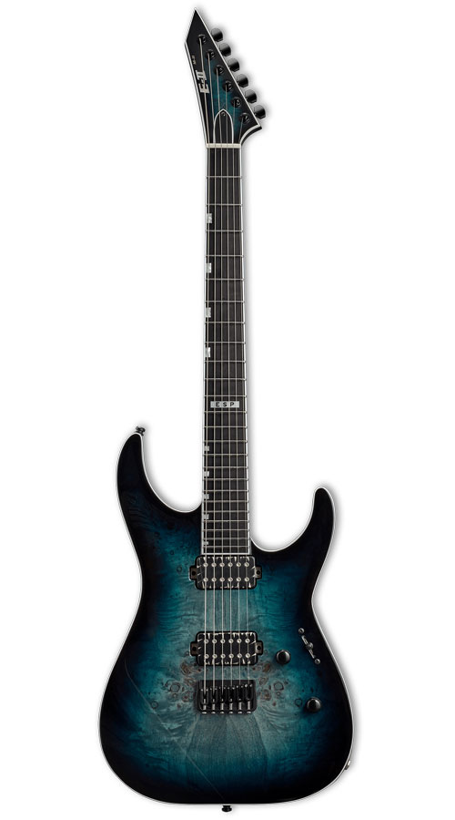 ESP E-Ii M-Ii Hipshot Burl Maple Mercury Blue Burst