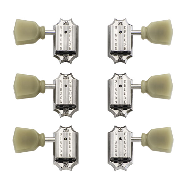 GIBSON ACCESSORIES PARTS DELUXE GREEN KEY TUNER SET VINTAGE NICKEL