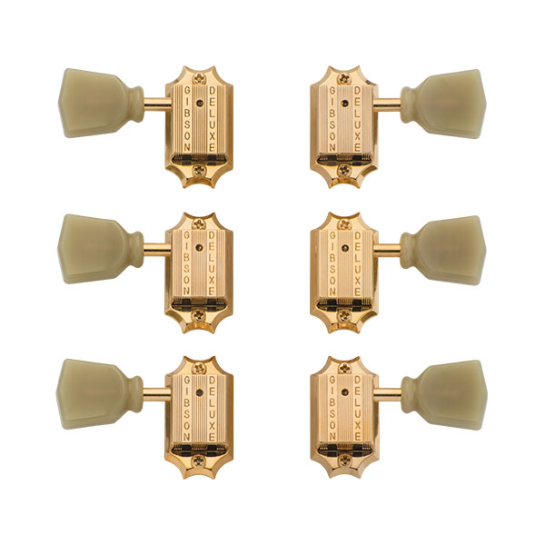 GIBSON ACCESSORIES PARTS DELUXE GREEN KEY TUNER SET VINTAGE GOLD
