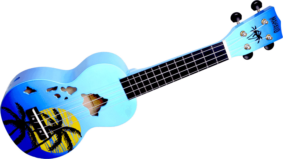 MAHALO Ukuleles Soprano Hawaiian Islands Finish Hawaii Islands Blue Glossy