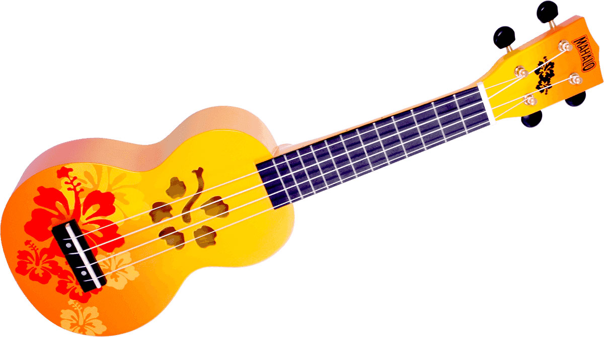 MAHALO Ukuleles Soprano Hibiscus Flowers Finish Hibiscus Flowers Orange Bright