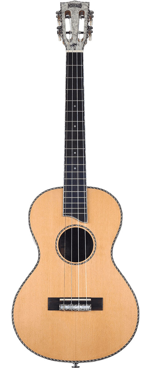 MAHALO Natural Electro Baritone With Pearl Headstock + Cover