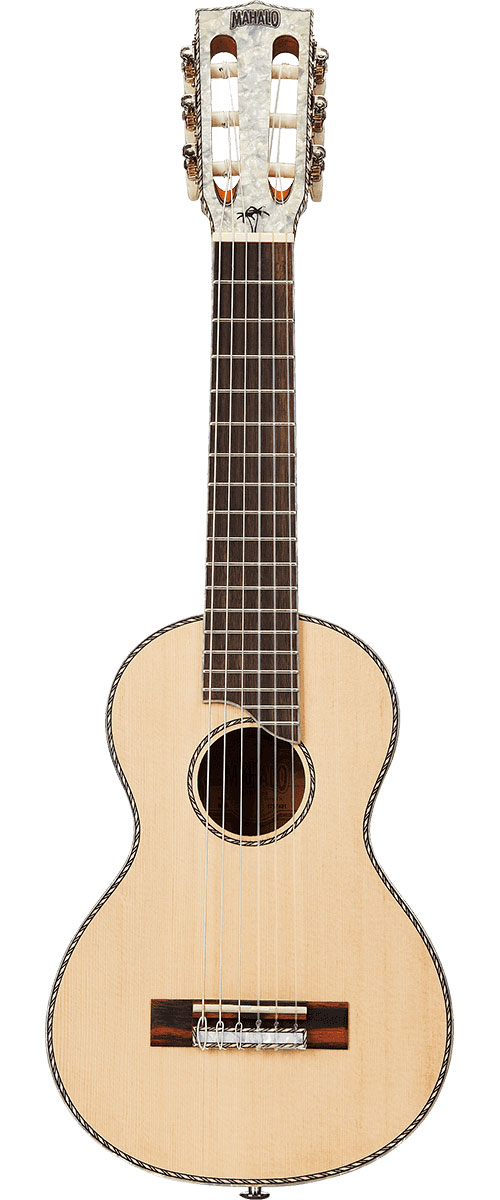 MAHALO Natural Guitar With Beaded Headstock And Case