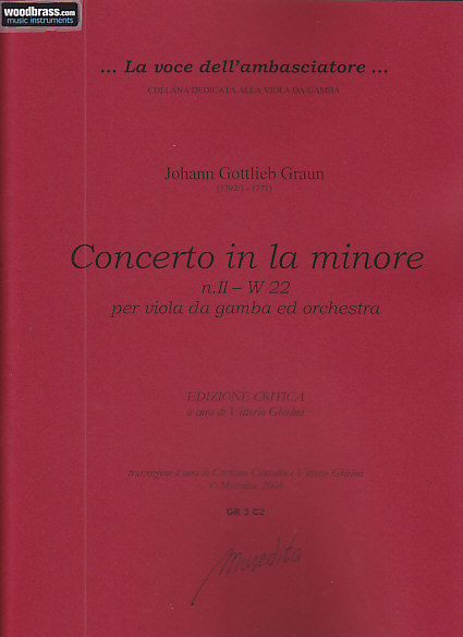 MUSEDITA GRAUN J. G. - CONCERTO EN LA MINEUR - VDG, CORDES ET BC 