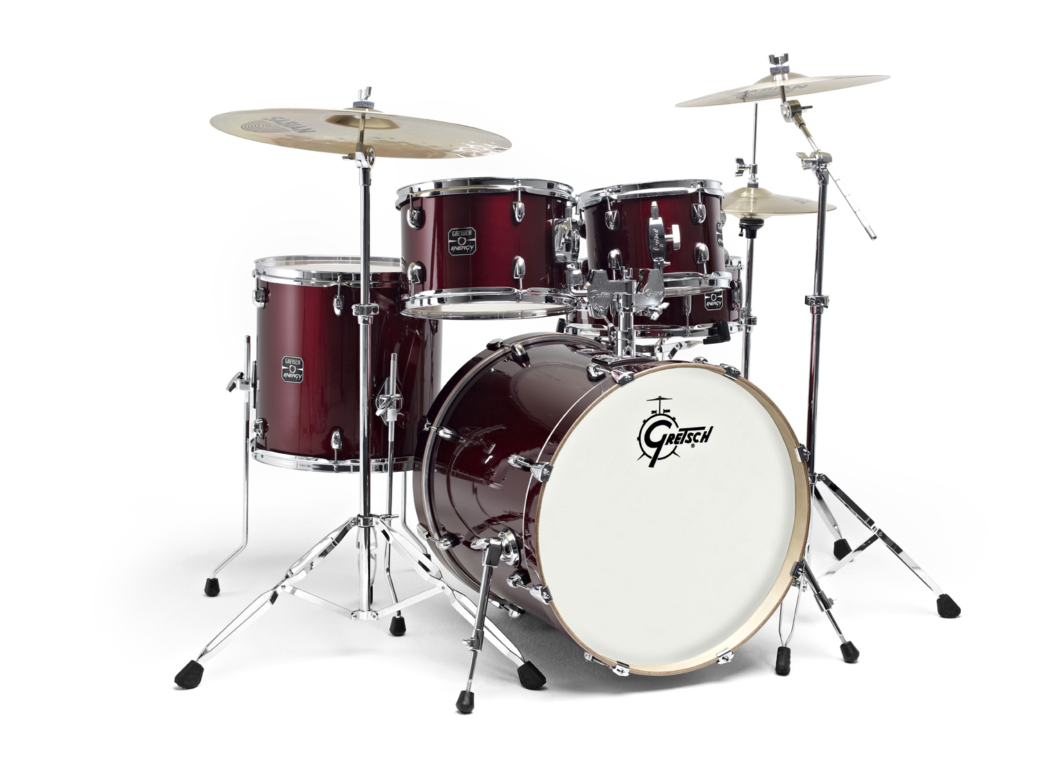 GRETSCH DRUMS NEW ENERGY FUSION 20 WINE RED + CYMBALES PAISTE 101