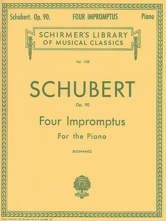 SCHIRMER FRANZ SCHUBERT FOUR IMPROMPTUS FOR PIANO OP.90 - PIANO SOLO