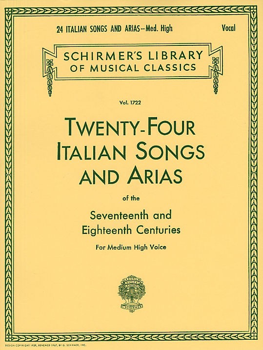 SCHIRMER TWENTY-four Italian Songs And Arias Of The 17TH And 18TH Centuries Md/hi - High Voice