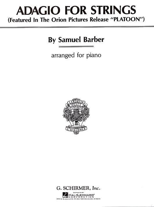 HAL LEONARD BARBER SAMUEL - ADAGIO POUR CORDES - PIANO 