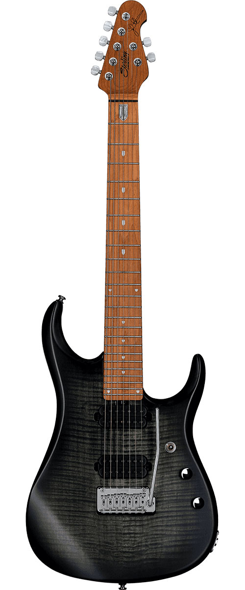STERLING GUITARS Jp15 7 Flame Maple Top Trans Black Satin