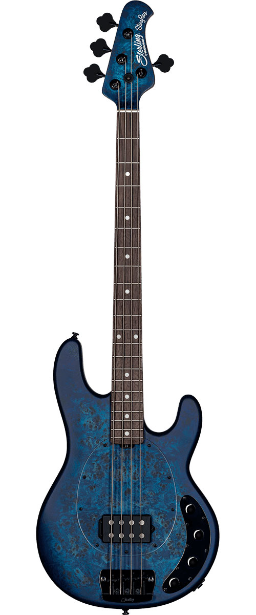 STERLING GUITARS Stingray Poplar Burl Top Neptune Blue Satin - B Stock