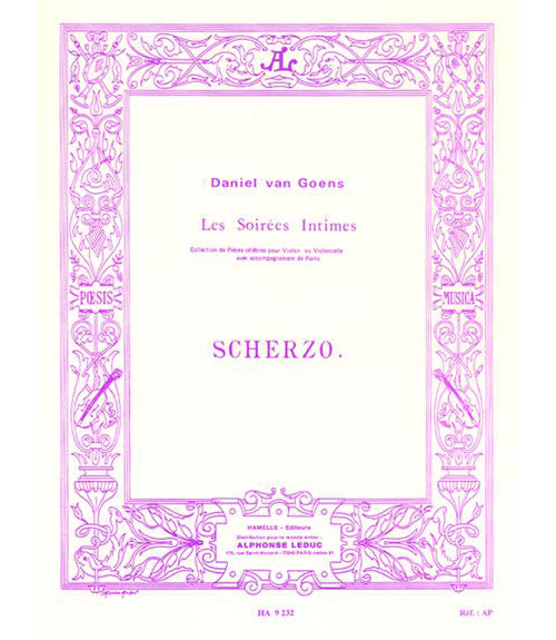 HAMELLE EDITEURS VAN GOENS - SCHERZO OP. 12 - VIOLONCELLE ET PIANO