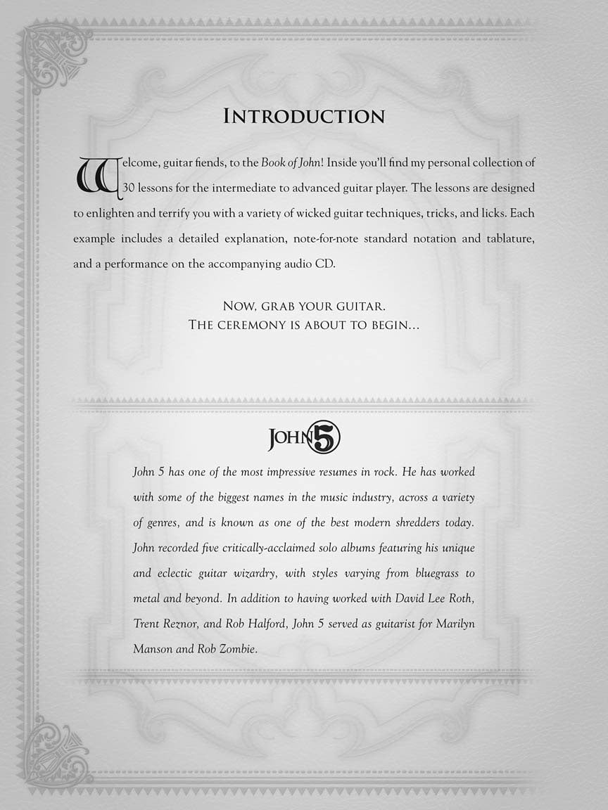 HAL LEONARD JOHN 5 BOOK OF JOHN WICKED GUITAR LICKS AND TECHNIQUES + AUDIO EN LIGNE - GUITAR TAB