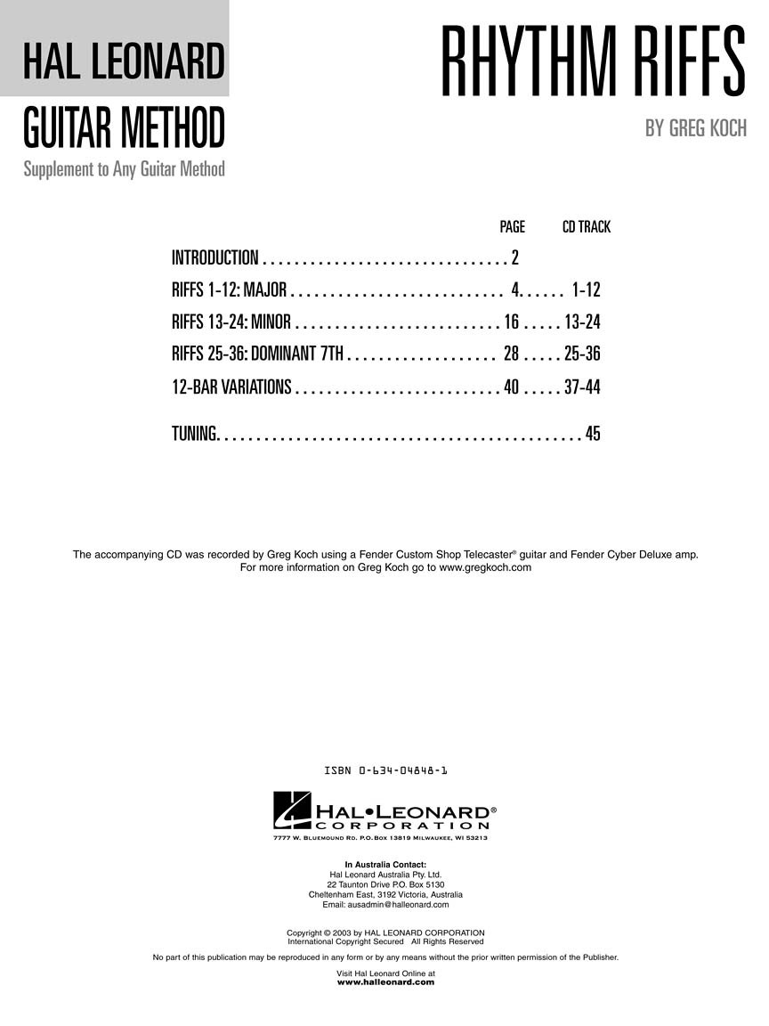 HAL LEONARD HAL LEONARD GUITAR METHOD RHYTHM RIFFS + AUDIO EN LIGNE - GUITAR